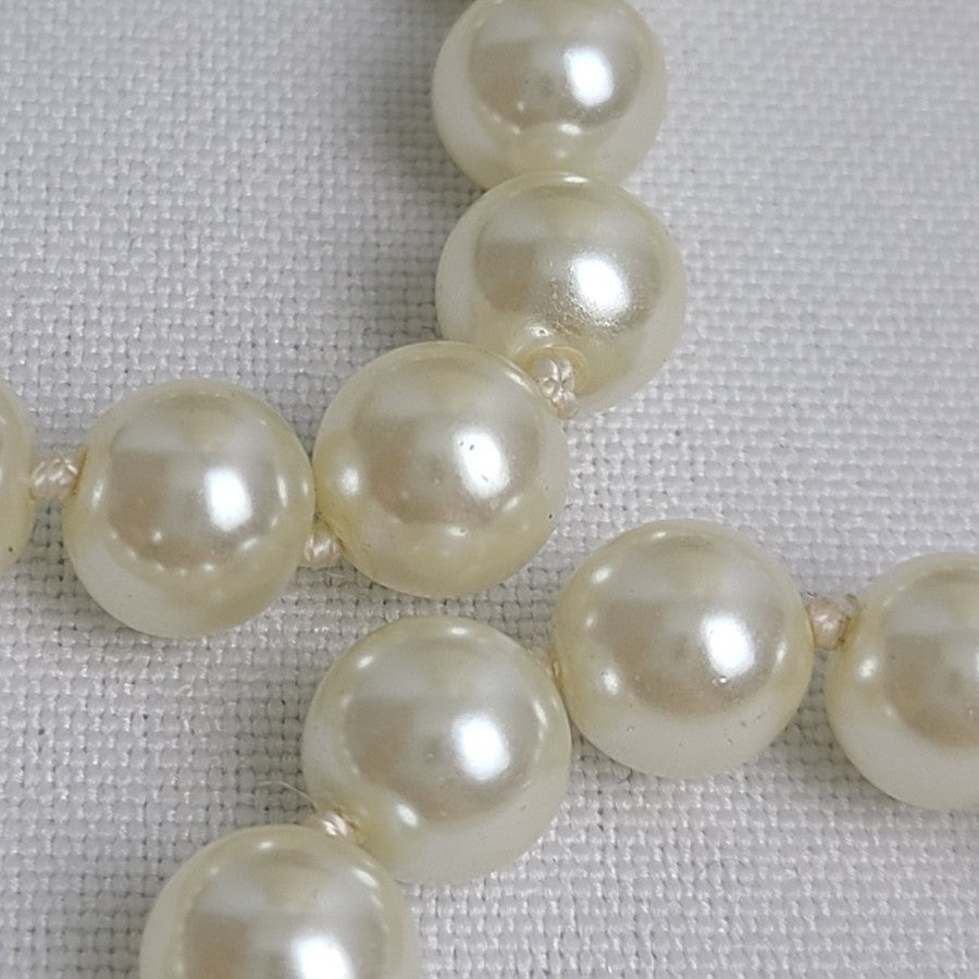 Vintage Glass Faux Pearl Long Necklace