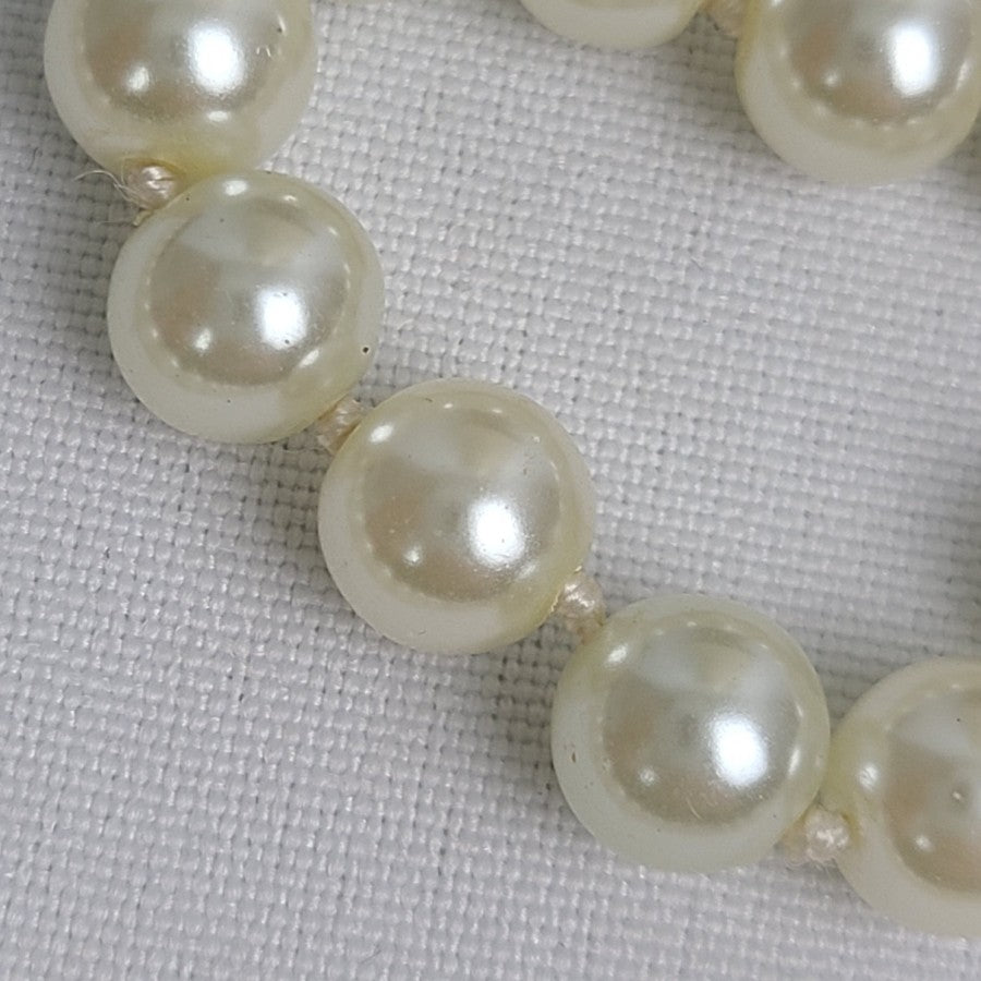 Vintage Glass Faux Pearl Long Necklace
