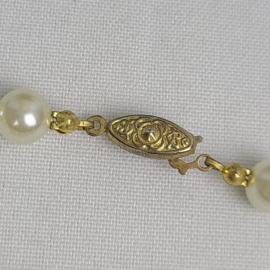 Vintage Glass Faux Pearl Long Necklace