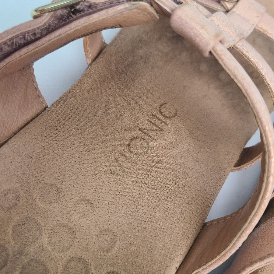 Vionic Metallic Pink Strappy Sandals Size 8