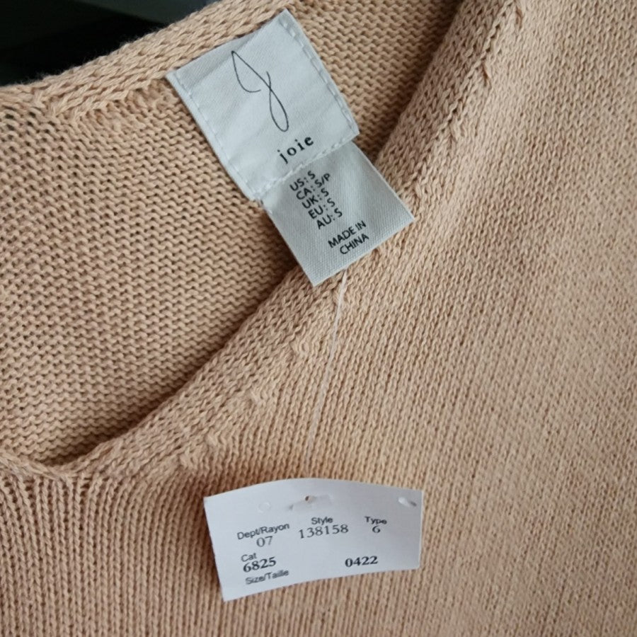 Joie Nude Cotton Knit Short Sleeve Sweater Size S