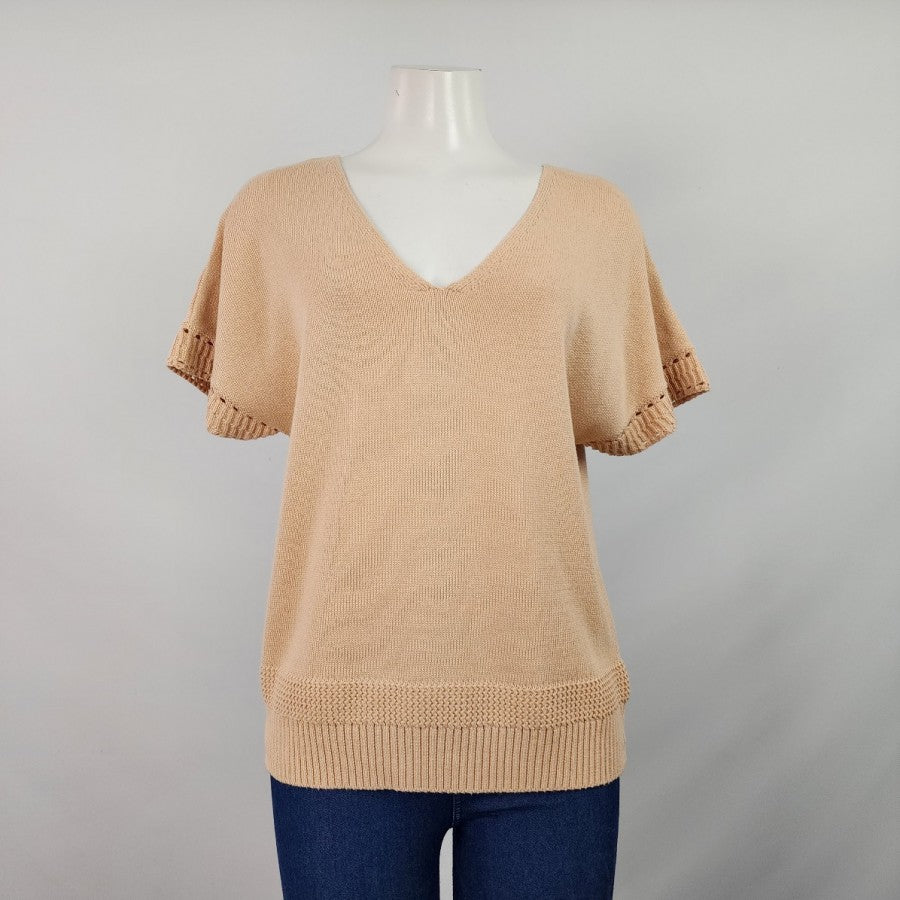 Joie Nude Cotton Knit Short Sleeve Sweater Size S