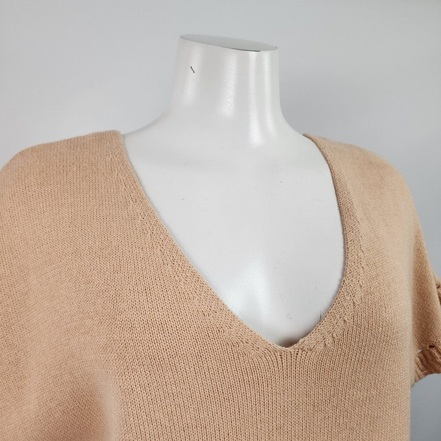 Joie Nude Cotton Knit Short Sleeve Sweater Size S