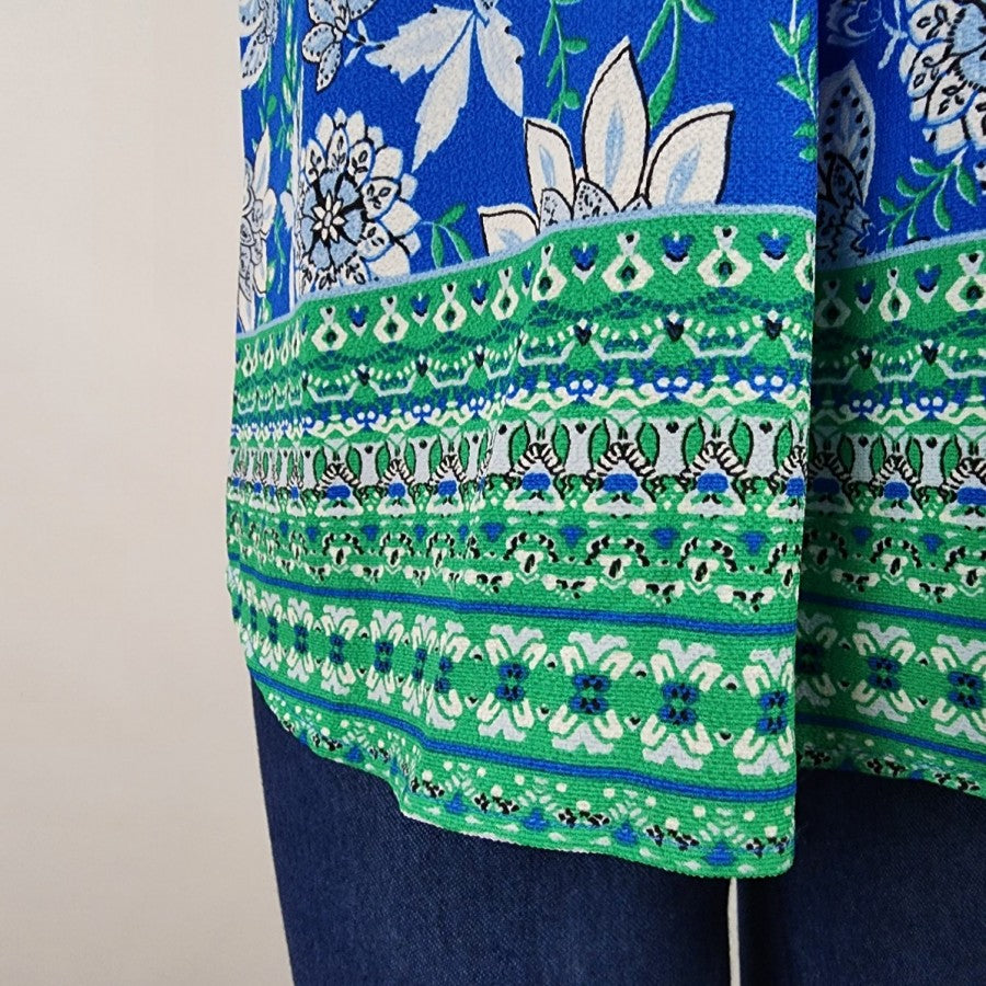 floral & ivy Blue Flower Print Puff Sleeve Top Size S