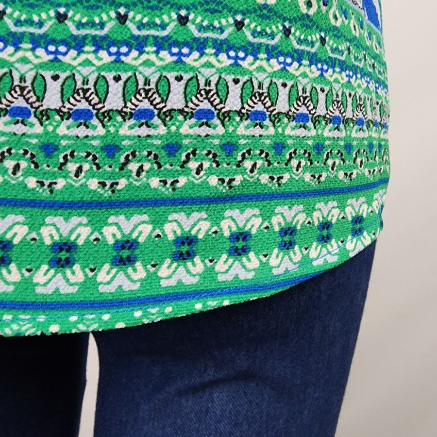 floral & ivy Blue Flower Print Puff Sleeve Top Size S