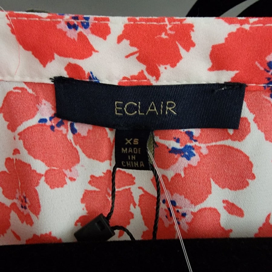 Eclair Red Floral Ruffle Peplum Top Size XS