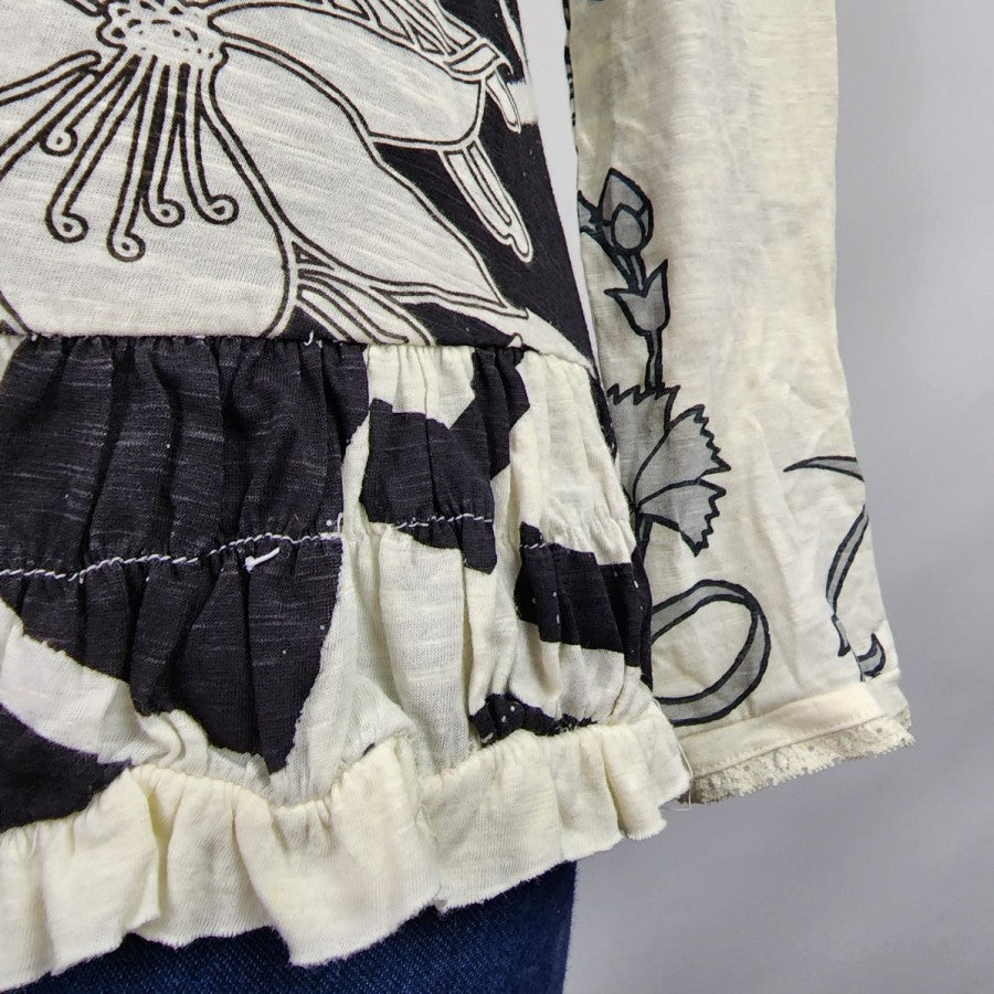 Desigual Sequined Floral Long Sleeve Top Size S