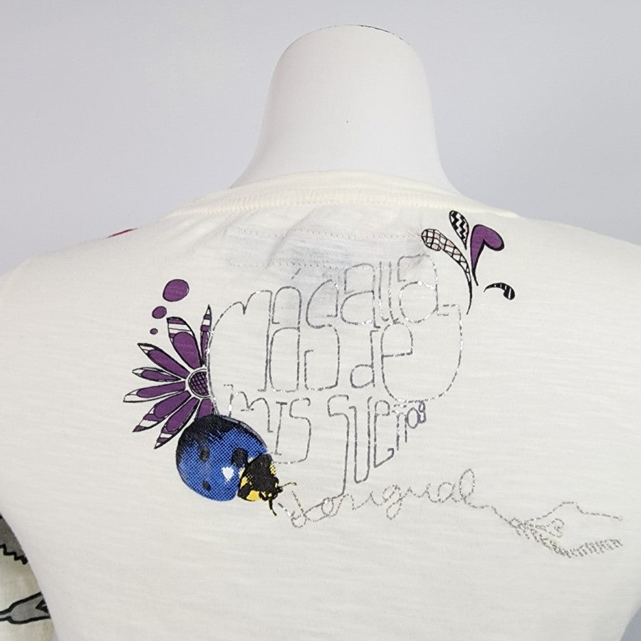 Desigual Sequined Floral Long Sleeve Top Size S