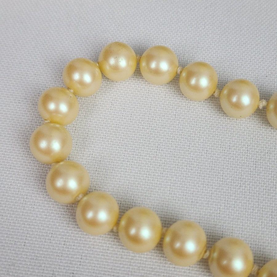 Vintage Cream Glass Faux Pearl Necklace Sterling Clasp