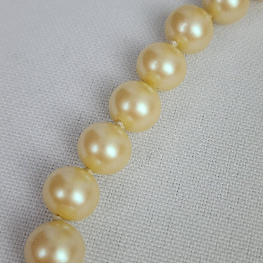 Vintage Cream Glass Faux Pearl Necklace Sterling Clasp