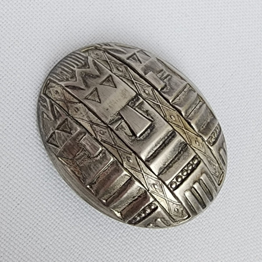 Vintage Silver Aztec Face Clip On Earrings