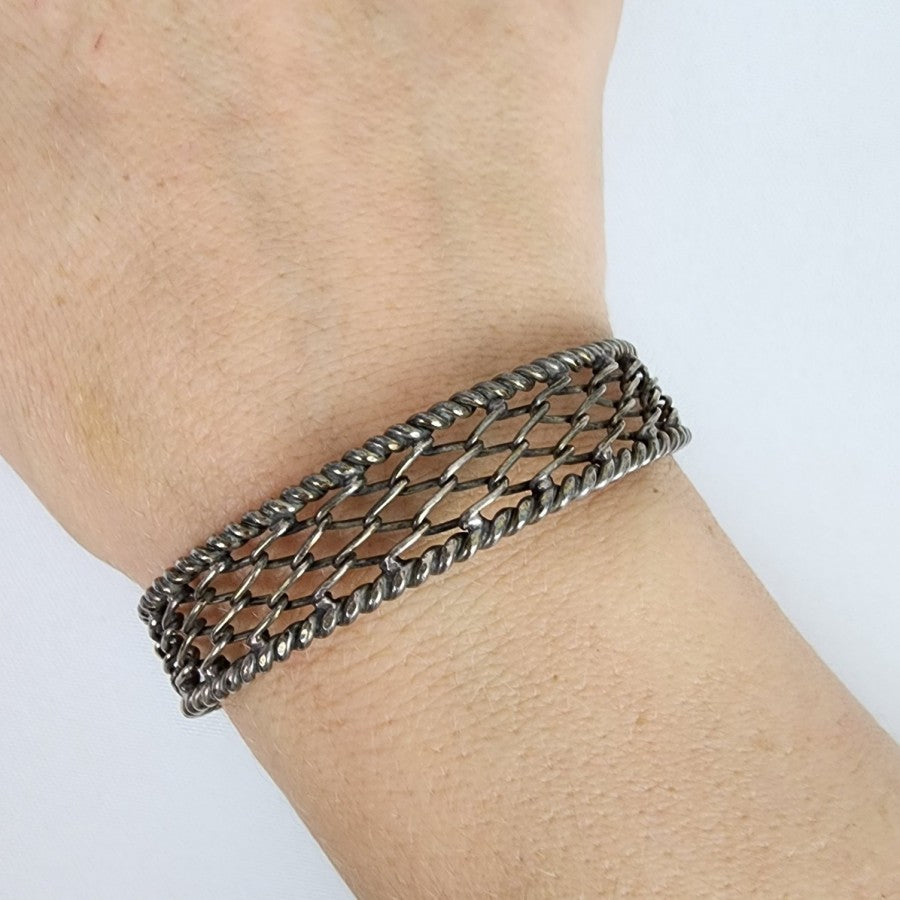 925 BA Sterling Silver Woven Cuff Bracelet