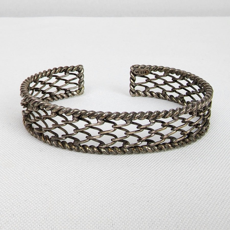 925 BA Sterling Silver Woven Cuff Bracelet