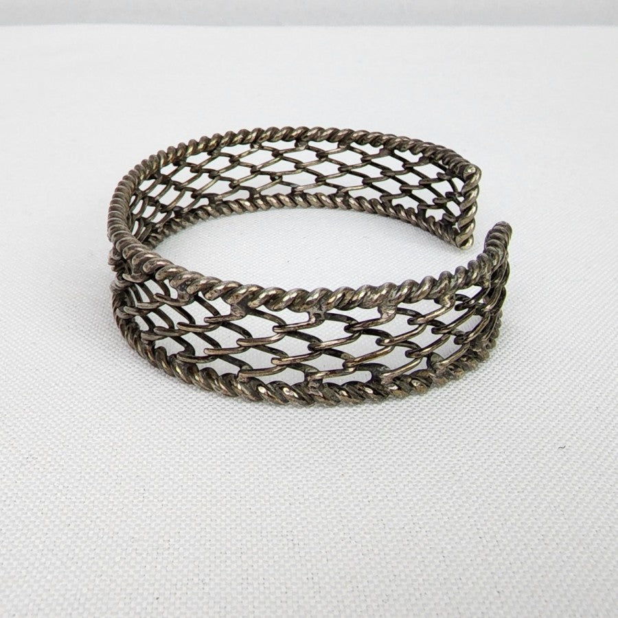 925 BA Sterling Silver Woven Cuff Bracelet