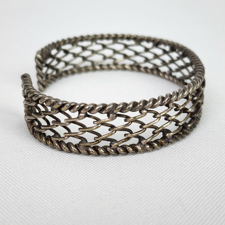 925 BA Sterling Silver Woven Cuff Bracelet