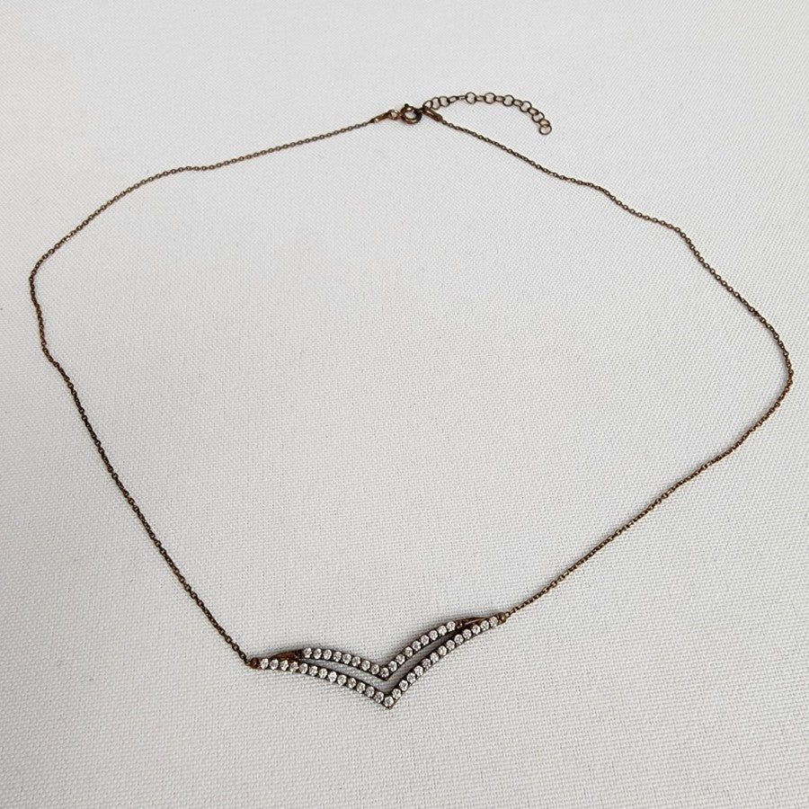 925 Sterling Bronze Tone Crystal Necklace