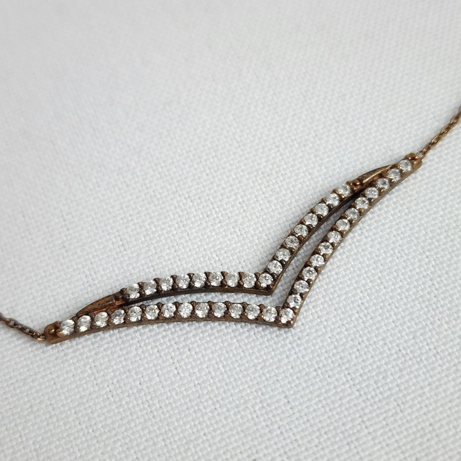 925 Sterling Bronze Tone Crystal Necklace