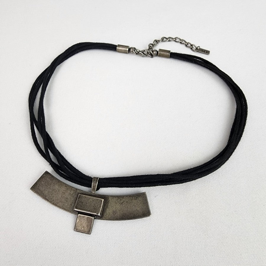 Kiam Family Silver Pendant Black Cord Necklace