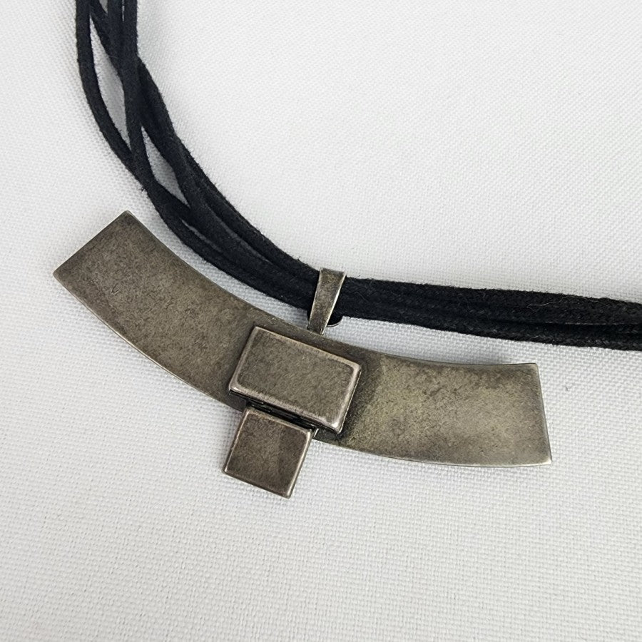 Kiam Family Silver Pendant Black Cord Necklace