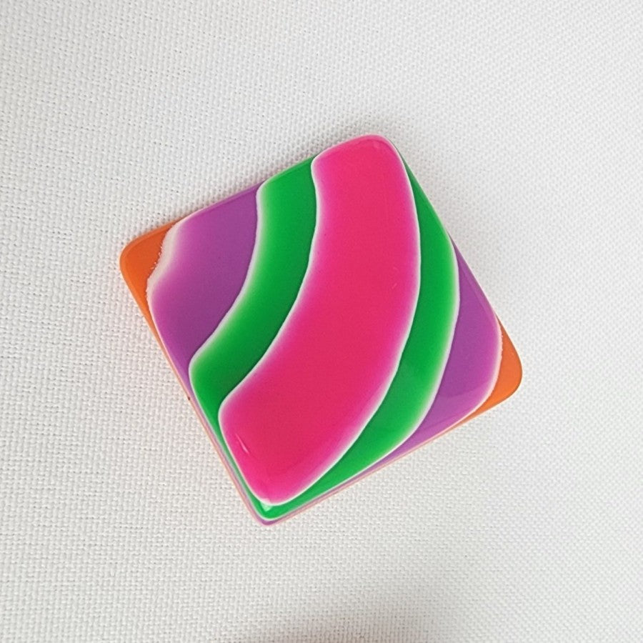 Retro 80s Colorful Square Plastic Earrings