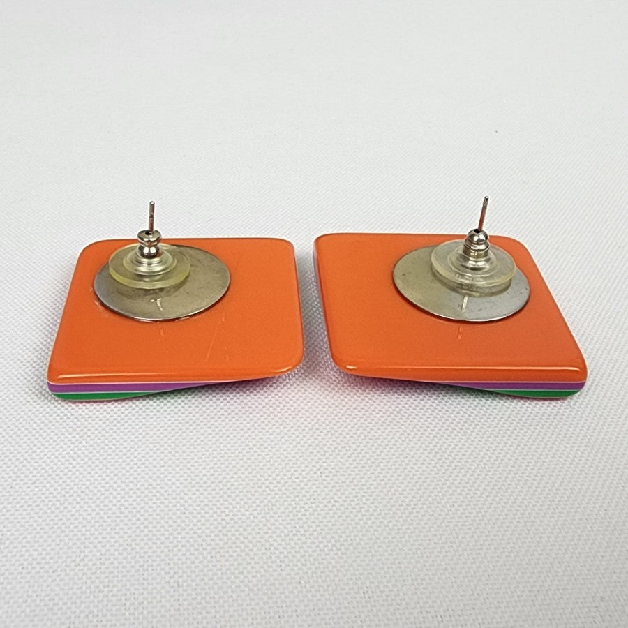 Retro 80s Colorful Square Plastic Earrings