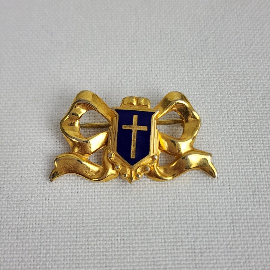 Vintage Matt Gold Cross Bow Brooch