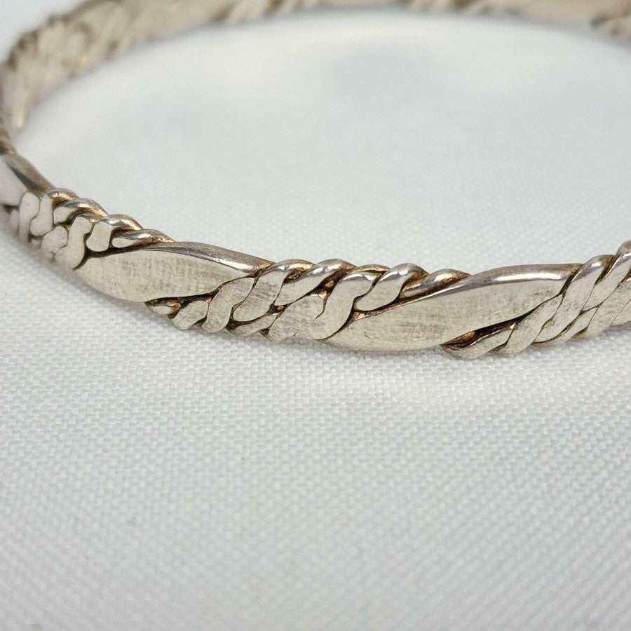 Vintage Taxco Mexico Sterling Silver Rope Pattern Bangle Bracelet