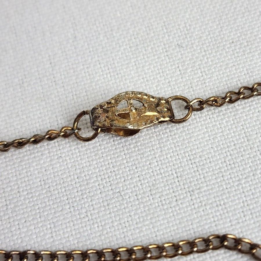 Vintage Floral Pendant Silver Tone Chain Necklace