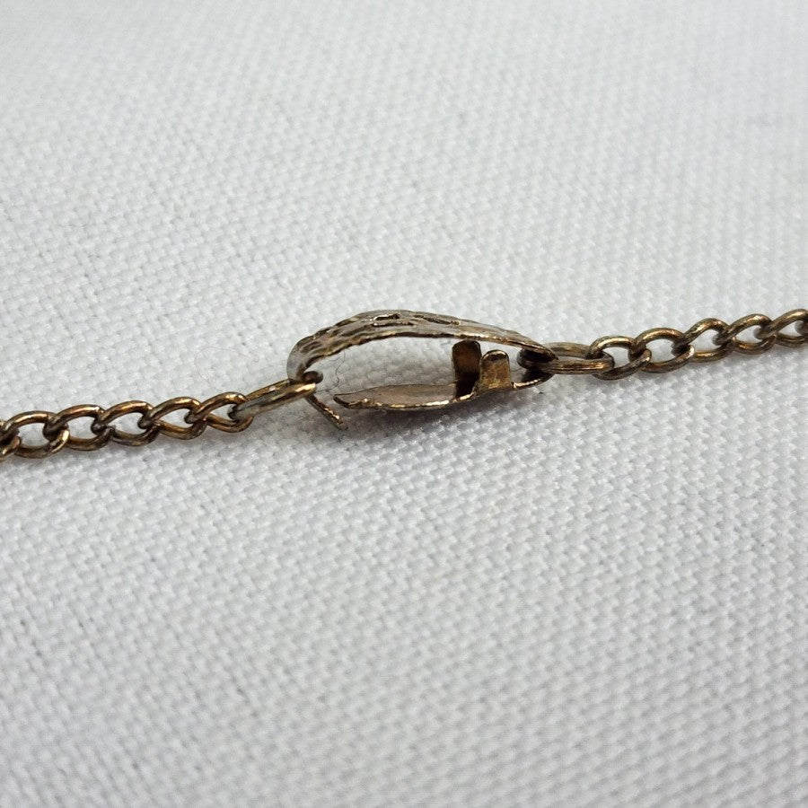 Vintage Floral Pendant Silver Tone Chain Necklace