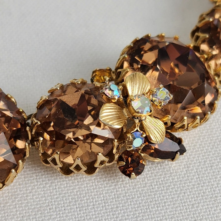 Hattie Carnegie Smoky Topaz Large Cabochon Necklace Earring Set