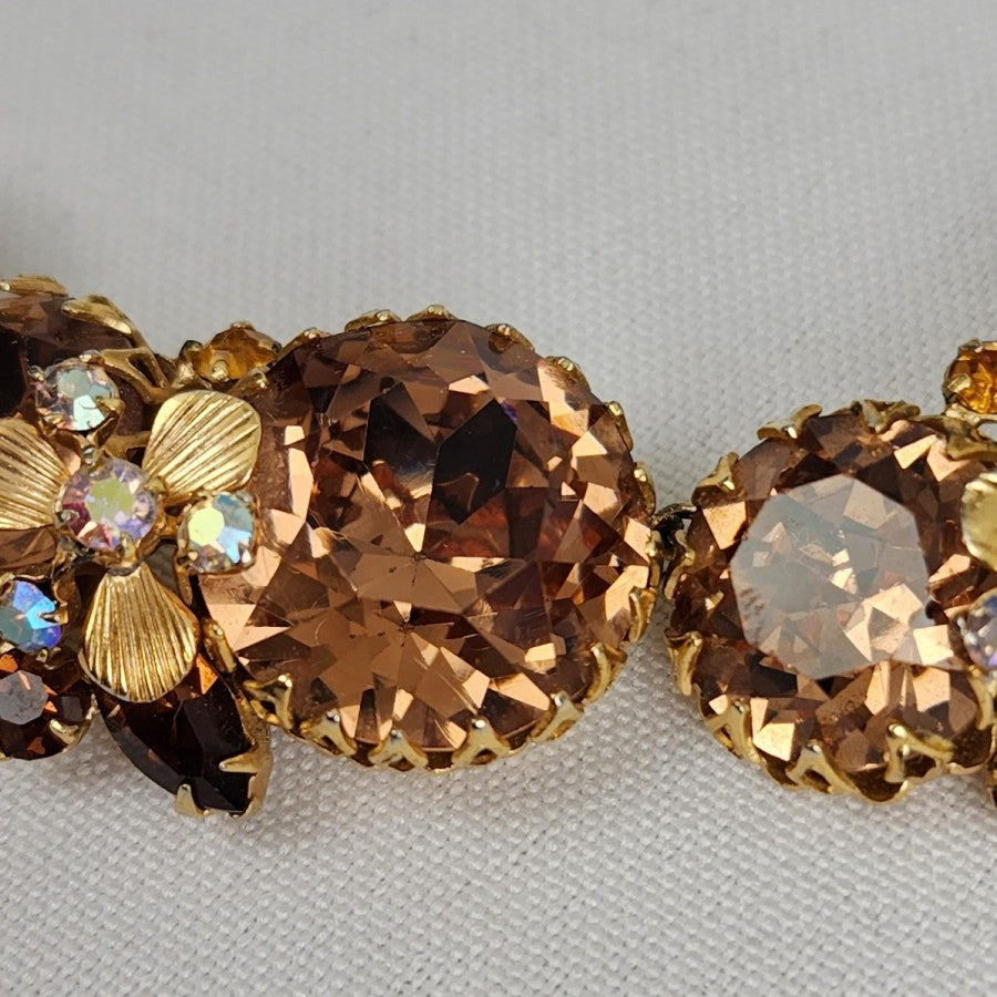 Hattie Carnegie Smoky Topaz Large Cabochon Necklace Earring Set
