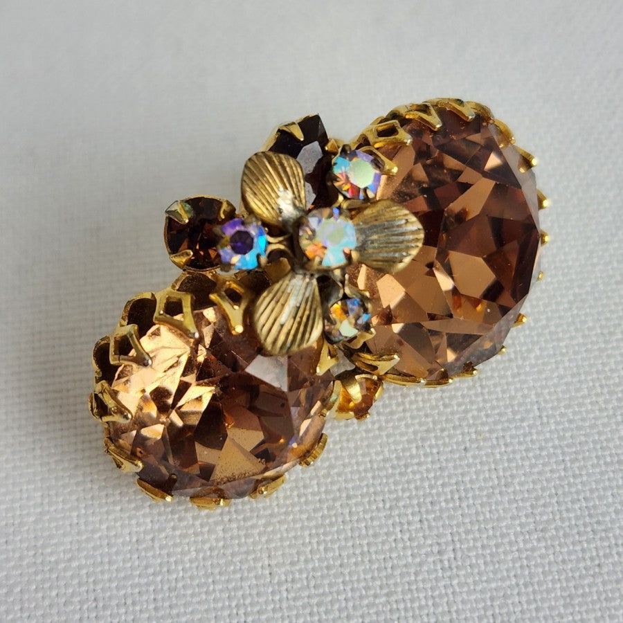 Hattie Carnegie Smoky Topaz Large Cabochon Necklace Earring Set