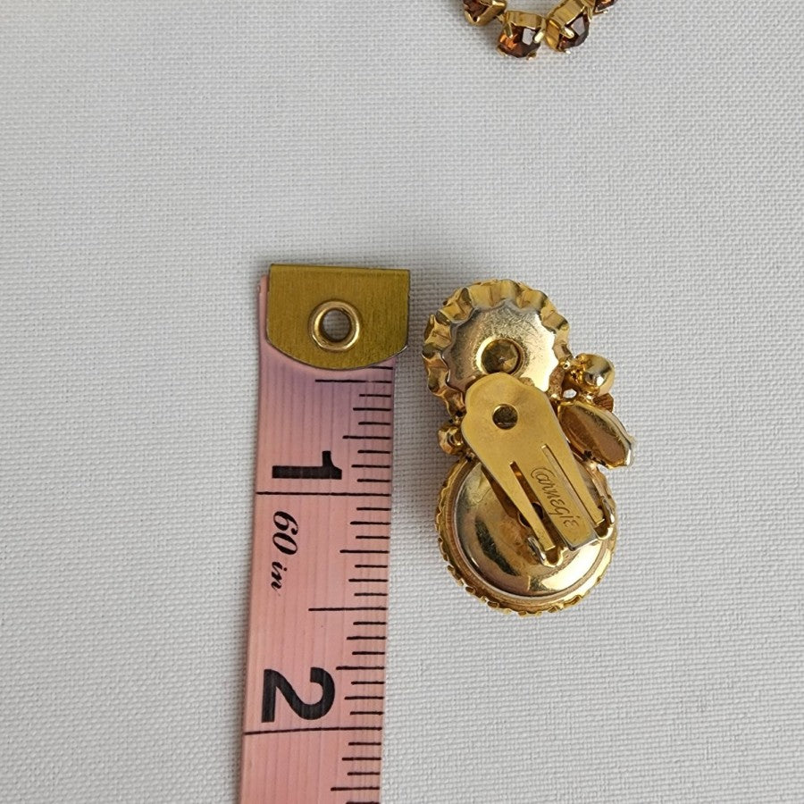 Hattie Carnegie Smoky Topaz Large Cabochon Necklace Earring Set