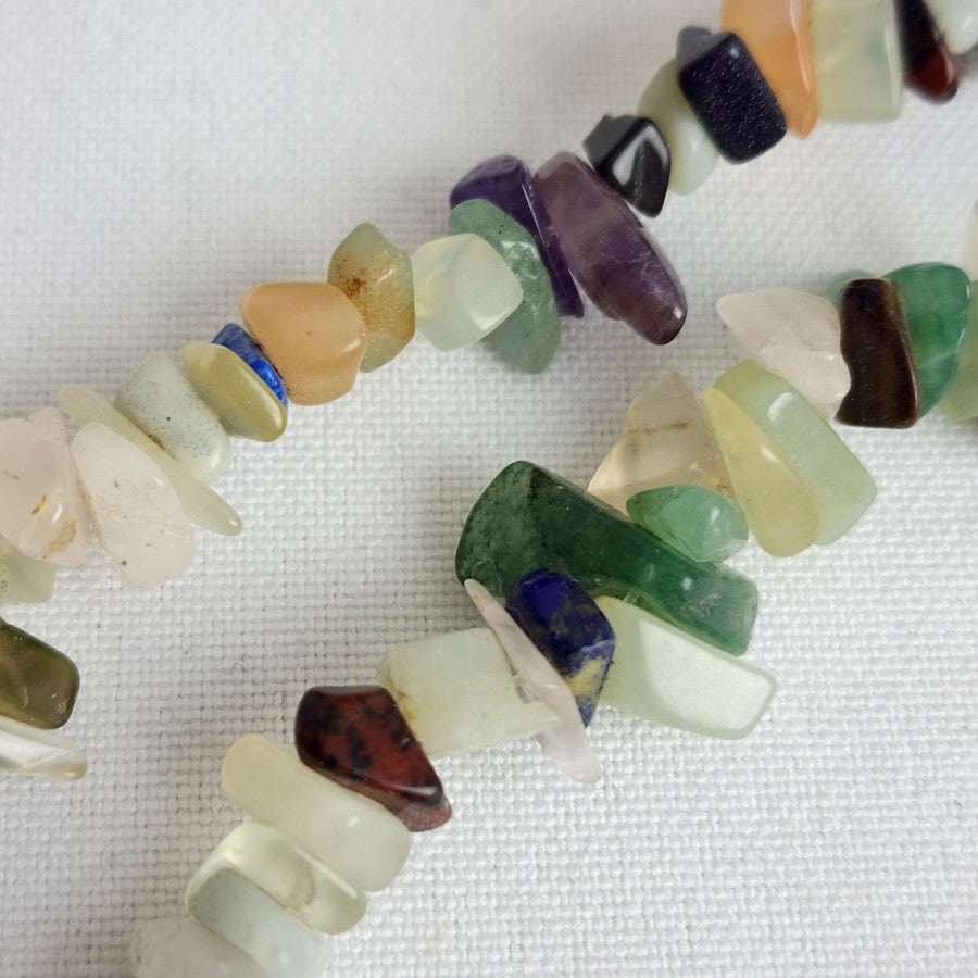 Natural Stone Chip Beaded Long Necklace