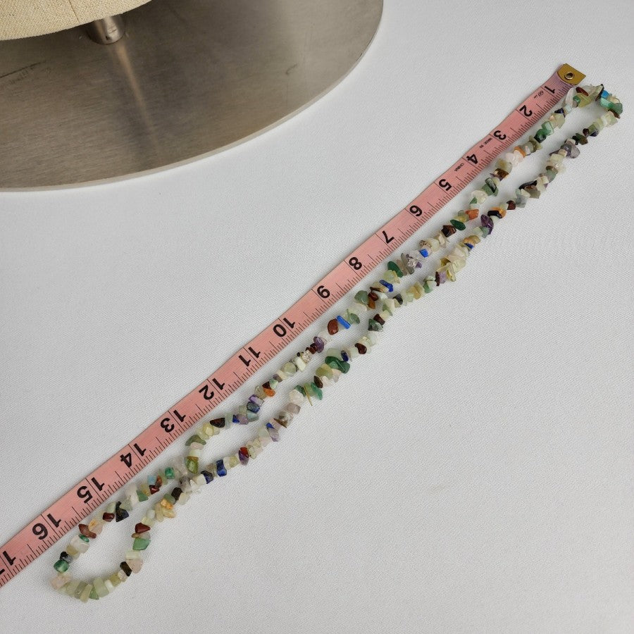 Natural Stone Chip Beaded Long Necklace