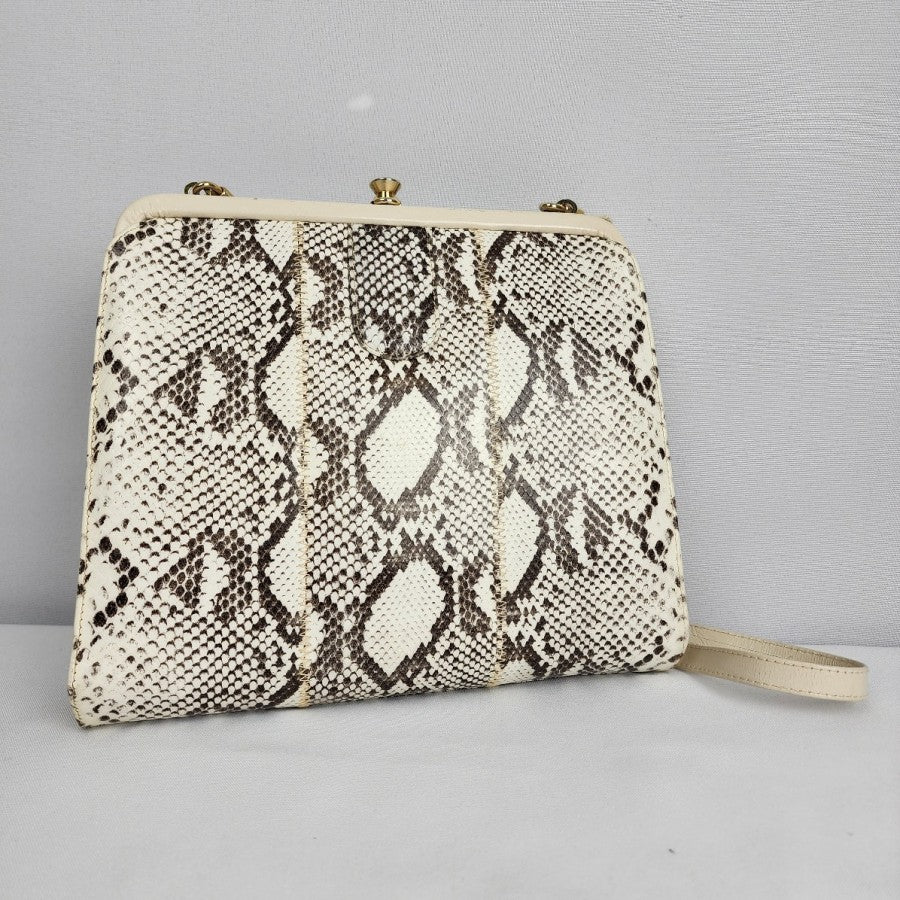 Vintage Reptile Print Leather Clutch Purse