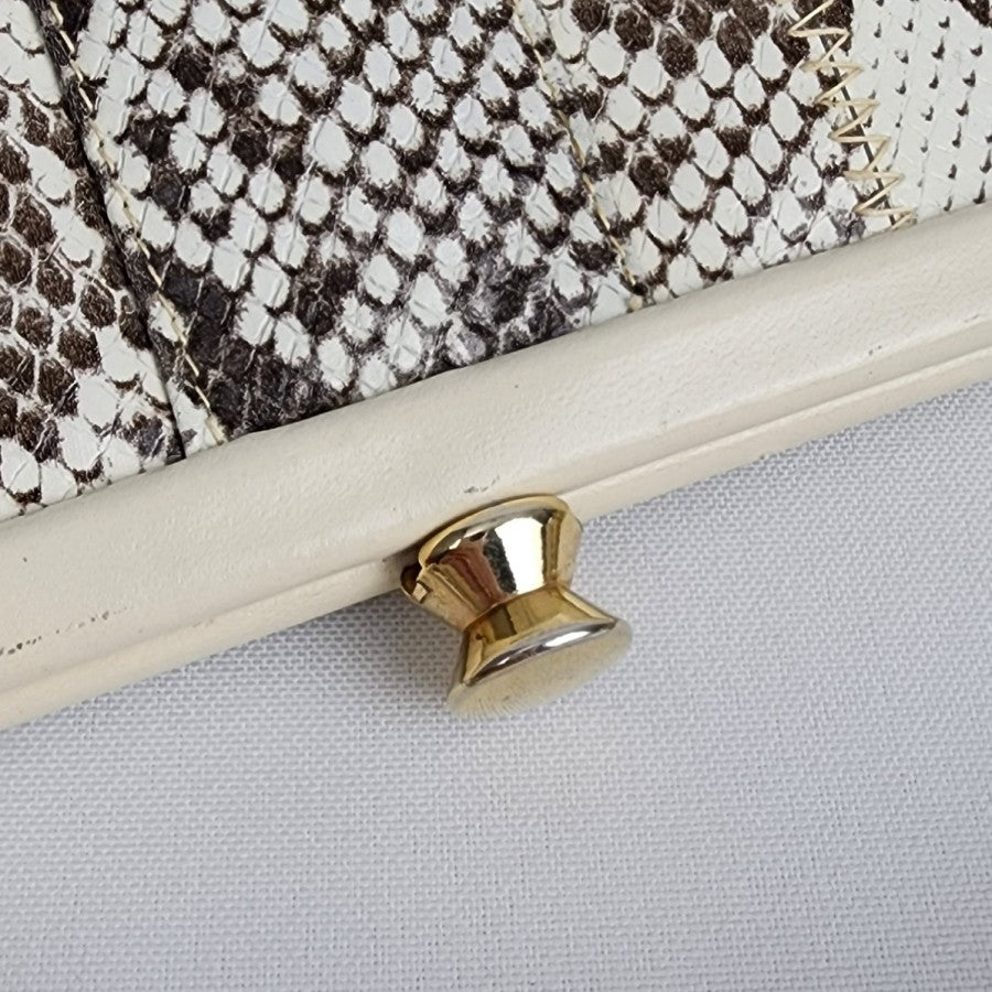 Vintage Reptile Print Leather Clutch Purse