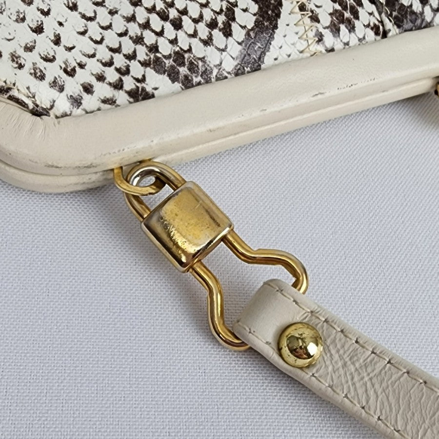 Vintage Reptile Print Leather Clutch Purse