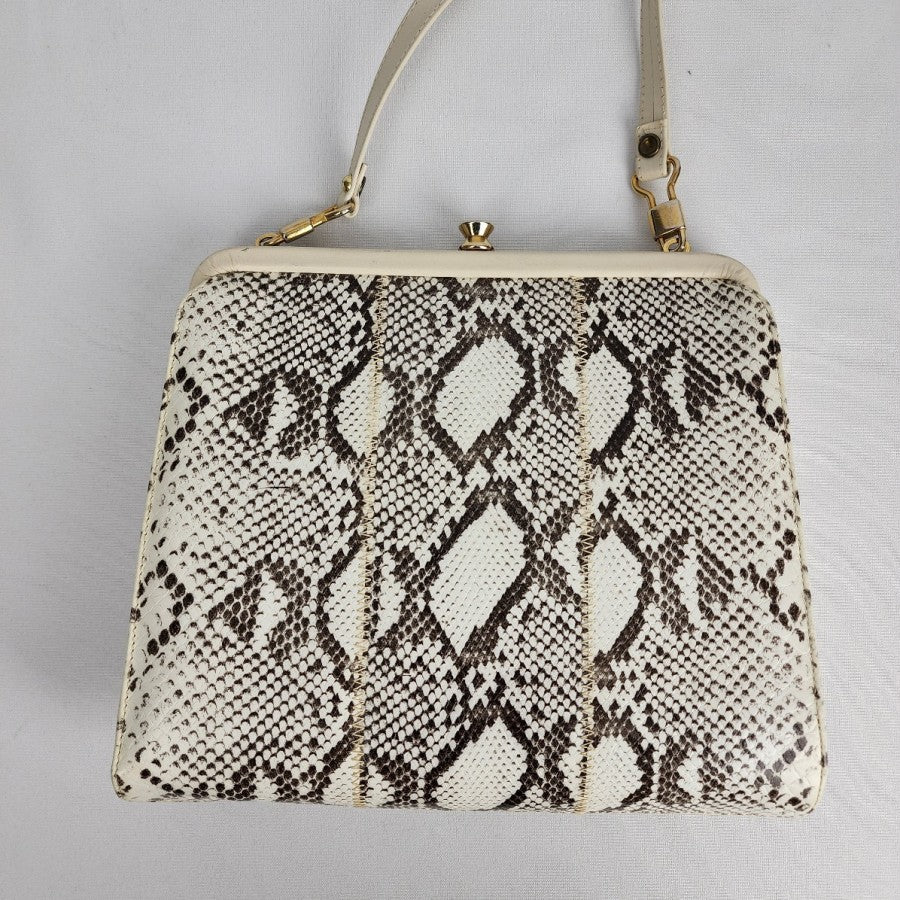 Vintage Reptile Print Leather Clutch Purse