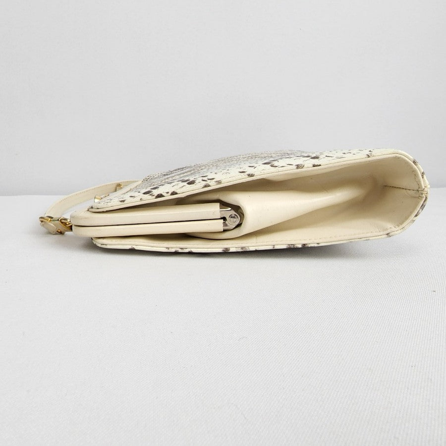 Vintage Reptile Print Leather Clutch Purse