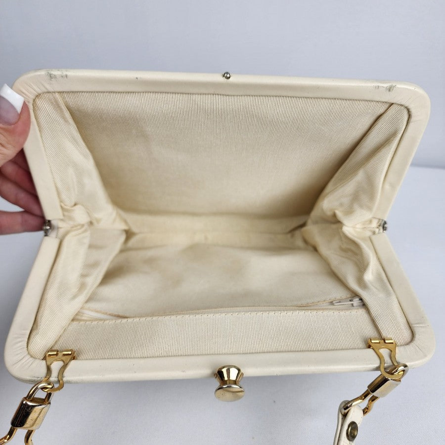 Vintage Reptile Print Leather Clutch Purse