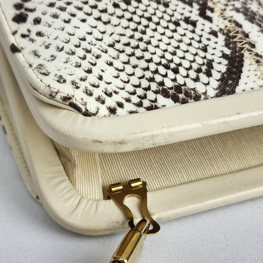 Vintage Reptile Print Leather Clutch Purse
