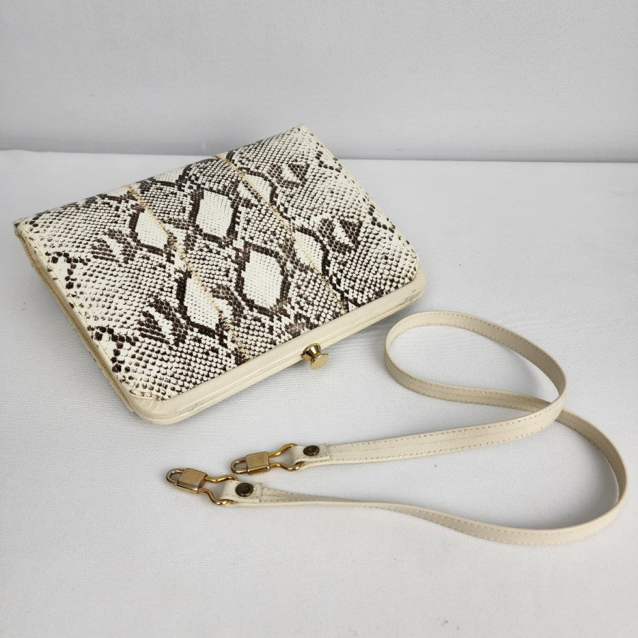 Vintage Reptile Print Leather Clutch Purse