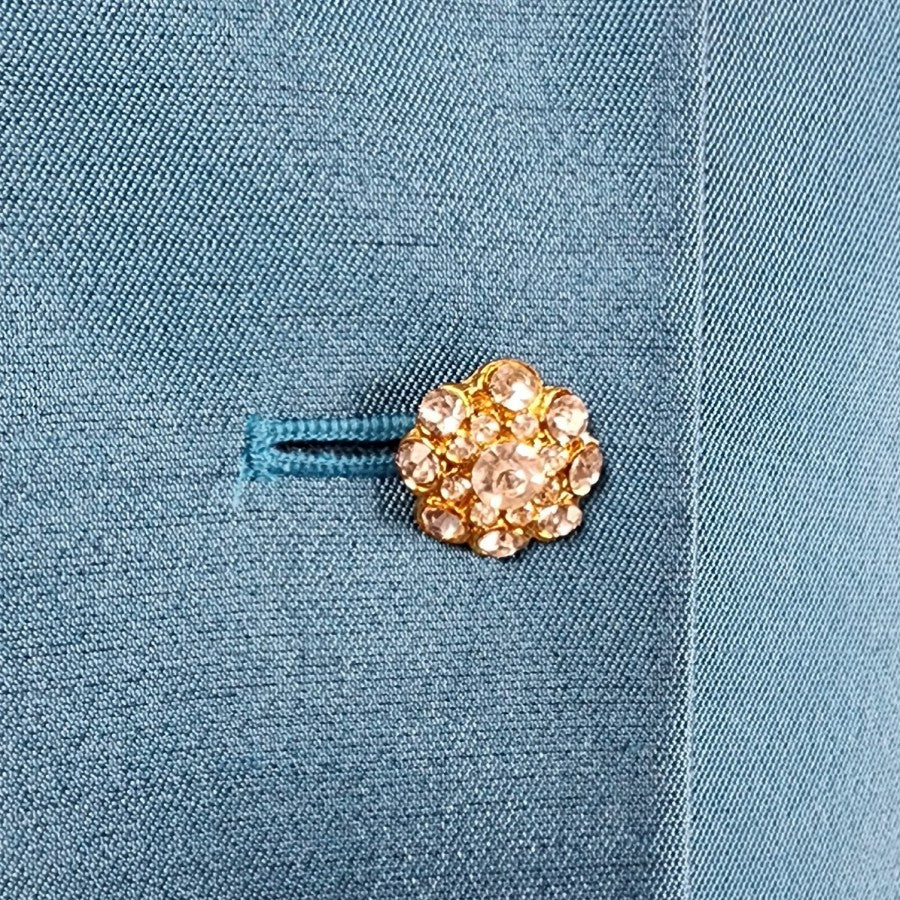 Teri Jon by Rickie Freeman Silk Wool Blue Rhinestone Blazer Size 6
