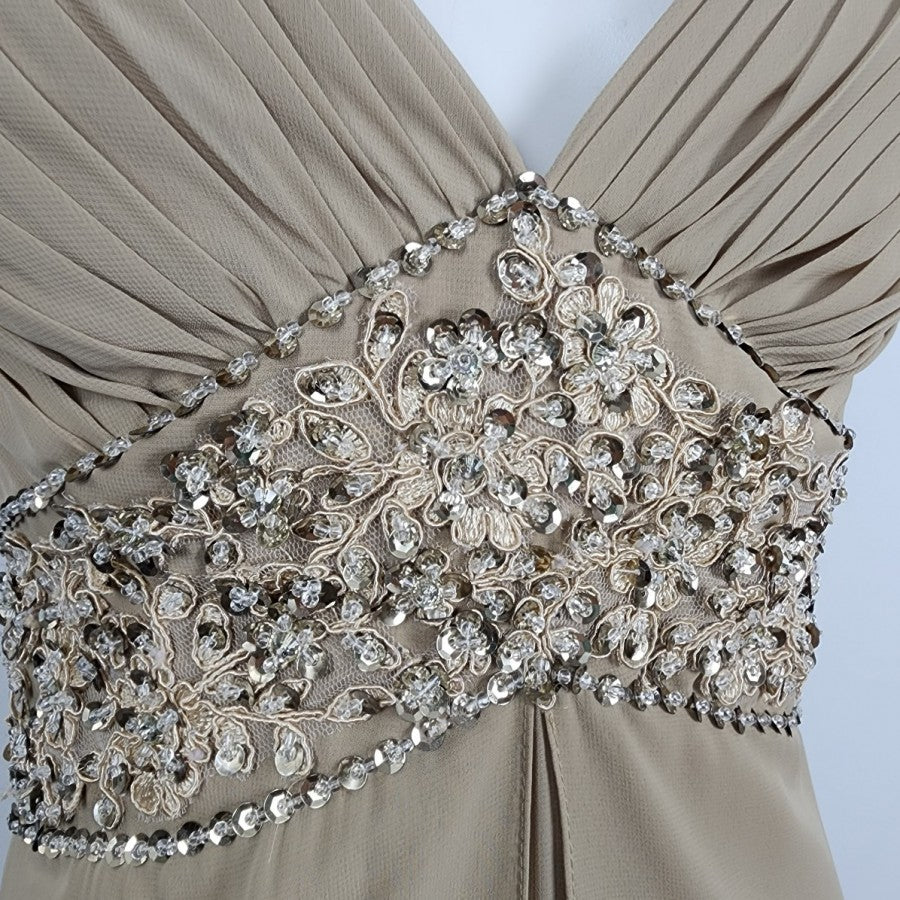 Enjoy In Wedding Dress Brown Sequined Chiffon Bridesmaids Event Dress Size S