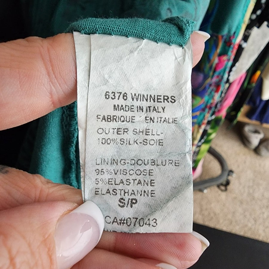 Giuli Green Silk Long Sleeve Mini Dress Size S