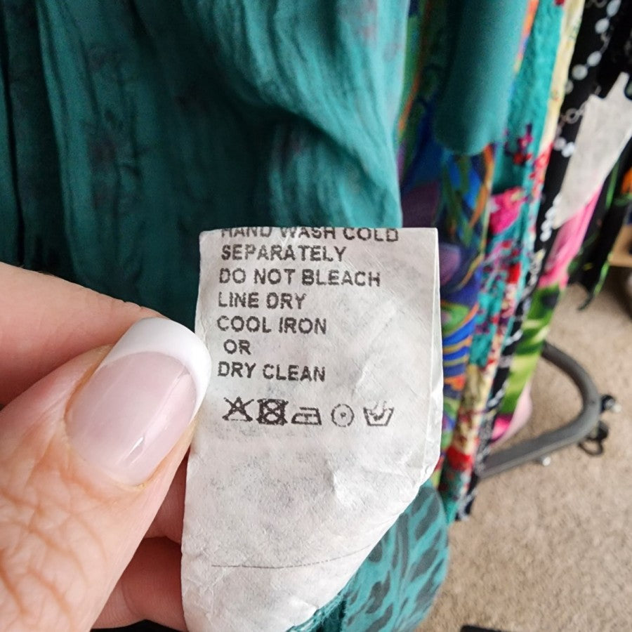 Giuli Green Silk Long Sleeve Mini Dress Size S