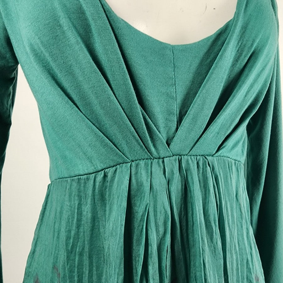 Giuli Green Silk Long Sleeve Mini Dress Size S
