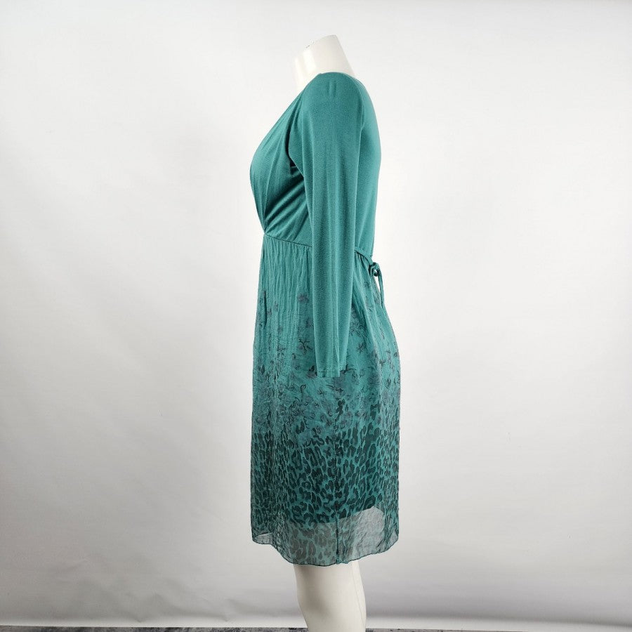 Giuli Green Silk Long Sleeve Mini Dress Size S
