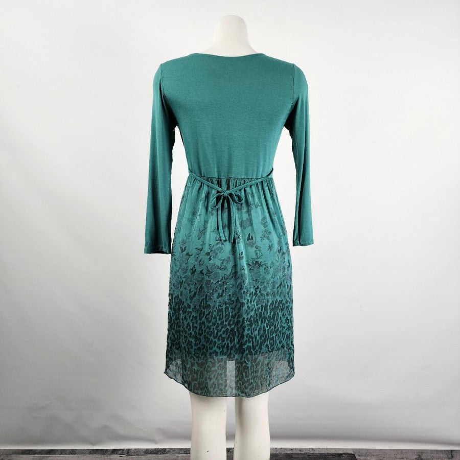 Giuli Green Silk Long Sleeve Mini Dress Size S